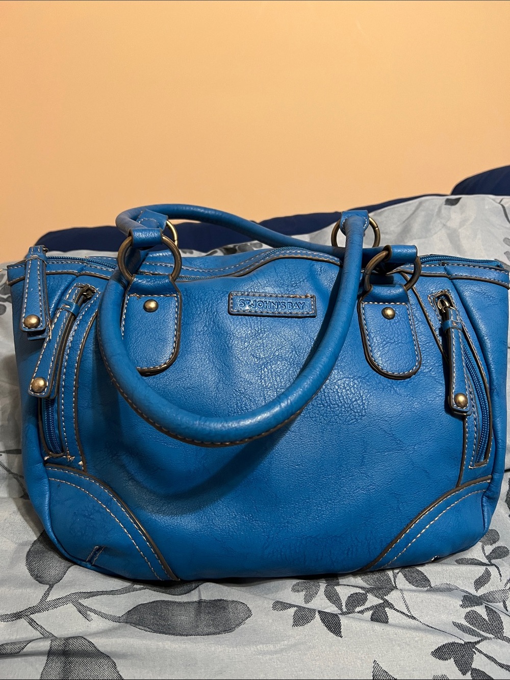 St. John's Bay Vibrant Blue Satchel with Dual Handles